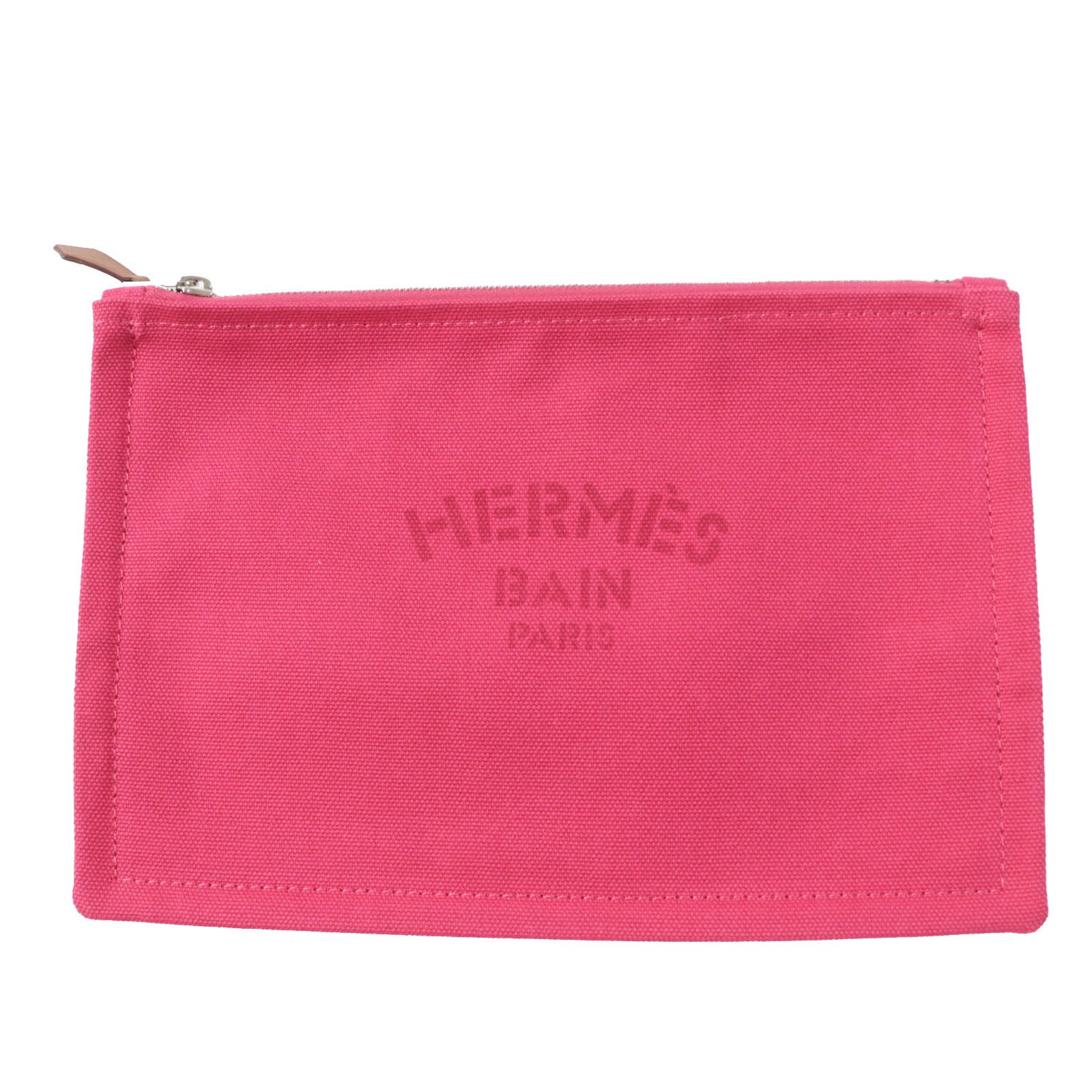 極美品◎HERMES エルメス ヨッティングPM シルバー金具 スクエア型 フラットキャンバスポーチ／化粧ポーチ ピンク フランス製 レディース -  メルカリ