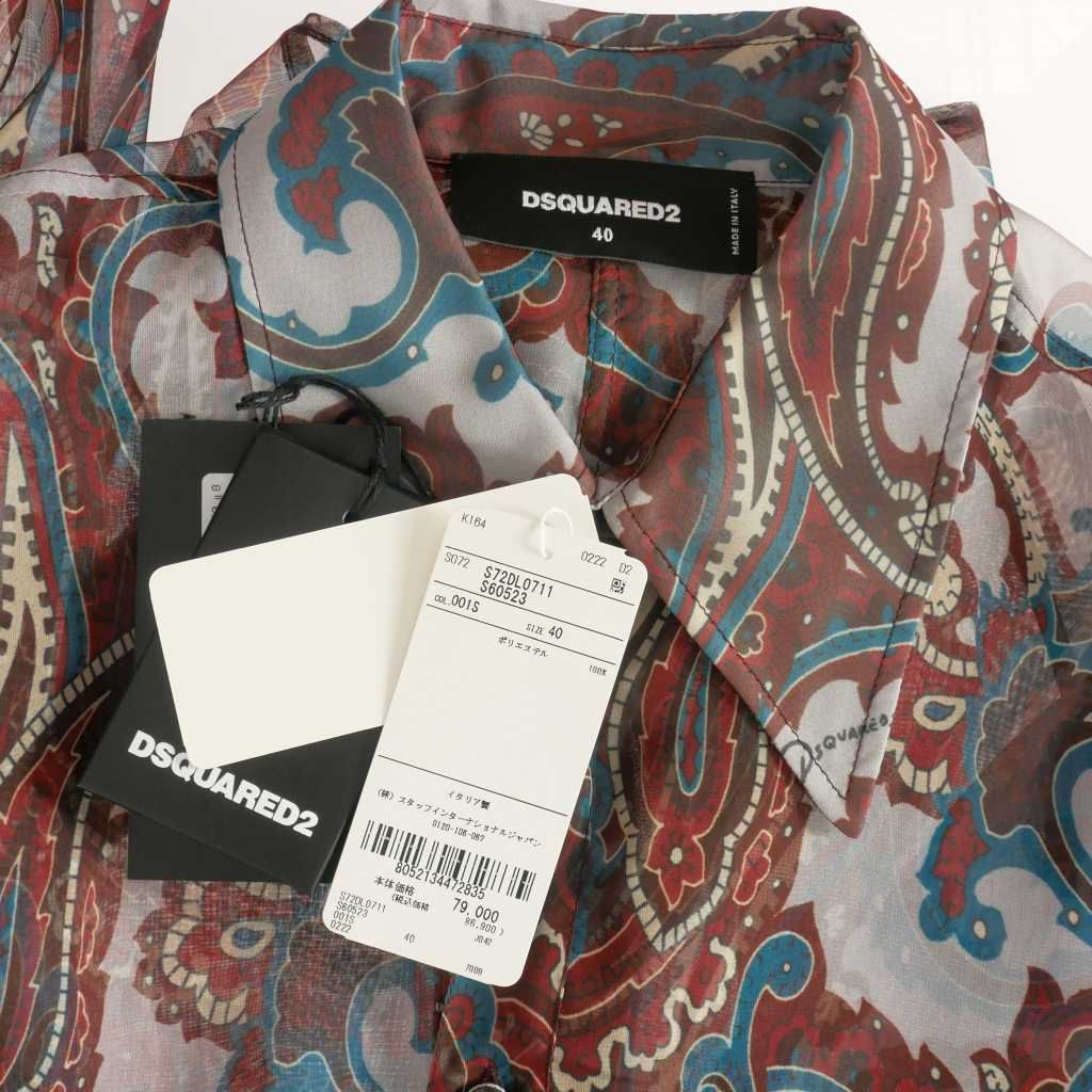 ディースクエアード DSQUARED2 22AW シースルーシャツ ブラウス 長袖