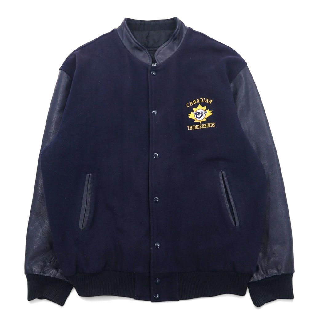 カナダ製 90年代 CANADA SPORTSWEAR 袖レザー スタジャン XL