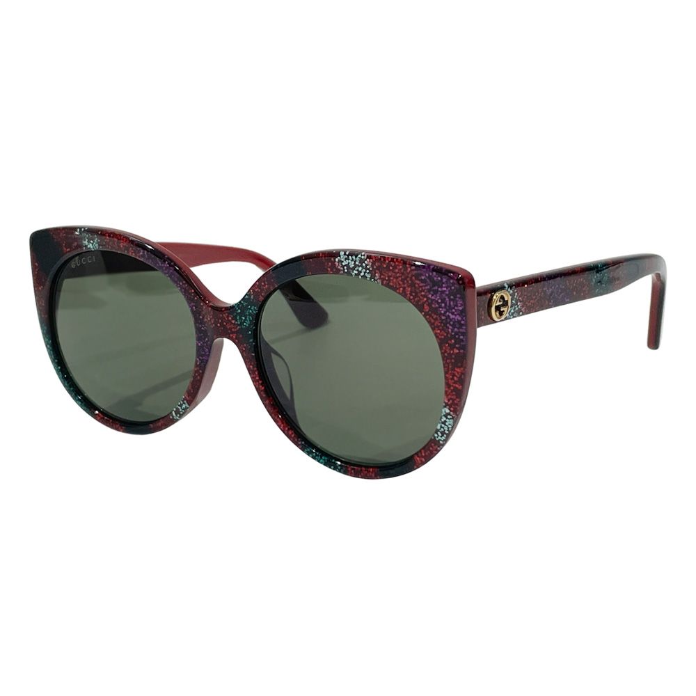 GUCCI サングラス キャットアイ ラメ ストライプ インターロッキング 