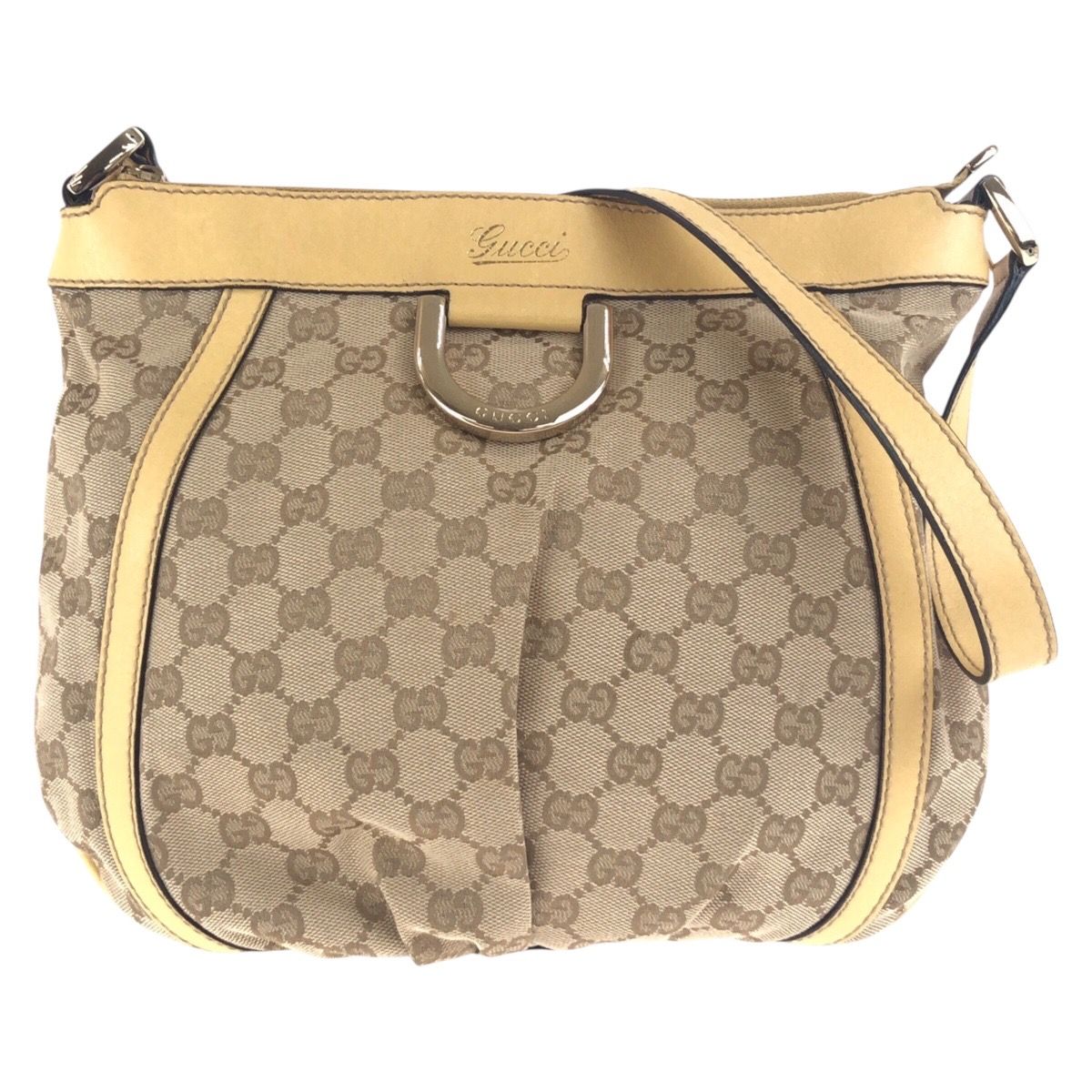 GUCCI グッチ ベージュ ゴールド金具 GGキャンバス/レザー