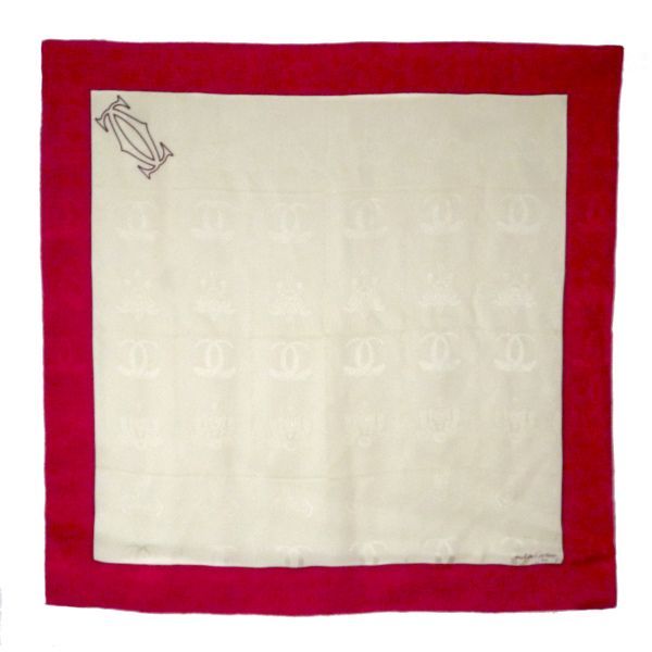 Cartier 大判シルクスカーフ（赤・白系） (CT-117W) - メルカリ