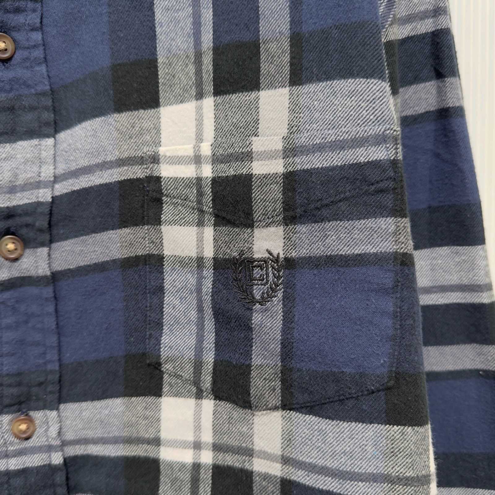 CHAPSチェックシャツ ボタンダウン 刺繍ロゴ ワンポイント チャップス 一点物90sチャップスOLD CHAPSワンポイント刺繍ロゴチェックシャツ