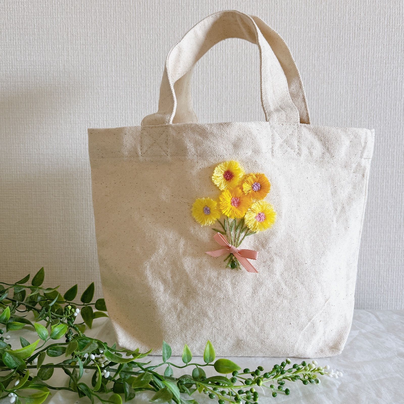 SON OF THE CHEESE トートバッグ キャンバス 刺繍 花 SON OF THE