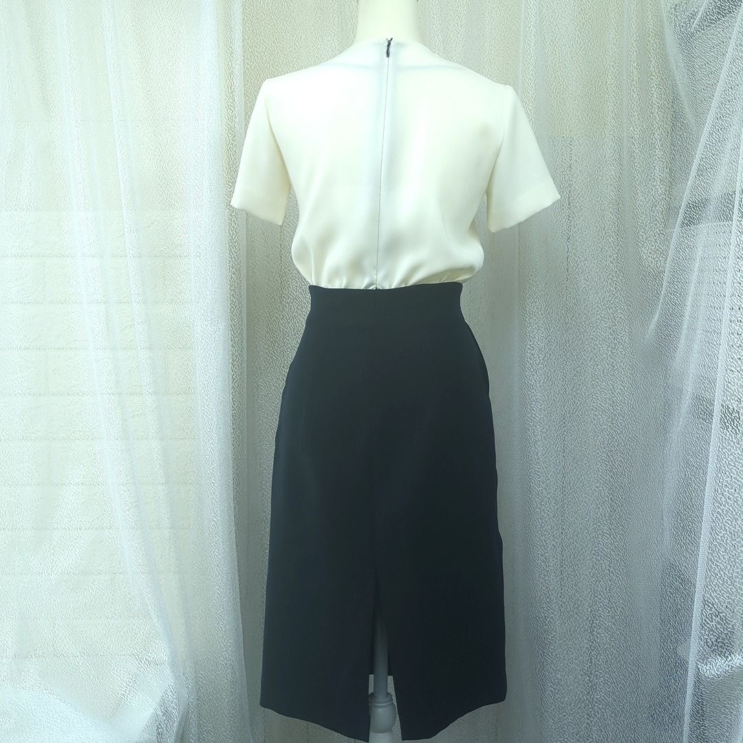 ヨーコチャン ワンピース ミディ丈 半袖 タイト ドッキング ハイ  