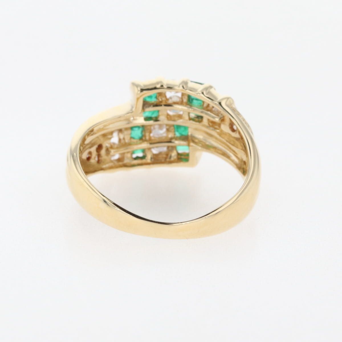 エメラルド デザインリング YG イエローゴールド 指輪 リング 13.5号 K18 エメラルド ダイヤモンド レディース SIROKUMA-CORPORATION_COM