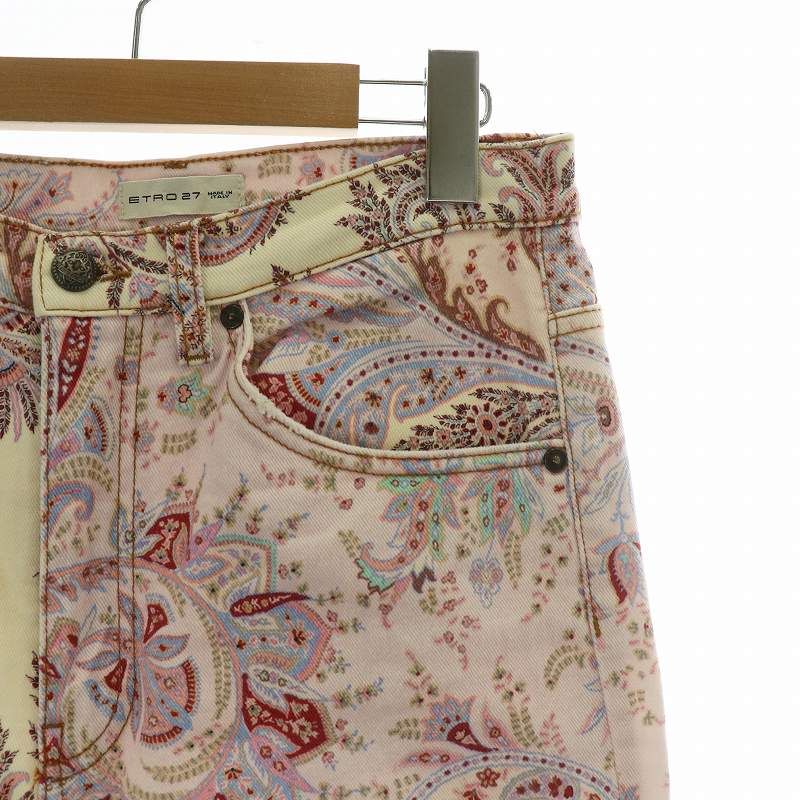 エトロ　ホワイトジーンズ　ペイズリー柄 ETRO ペイズリー モチーフ パラッツォ ジーンズ ホワイト