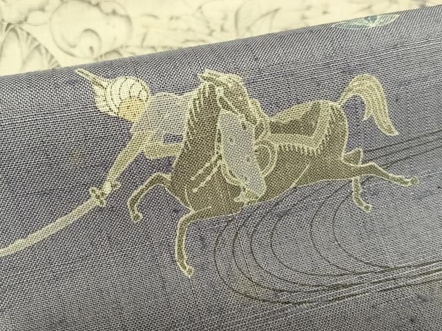 平和屋着物○生紬 切継 寄裂 人物風景花文 正絹 逸品 AAAU8006zg  