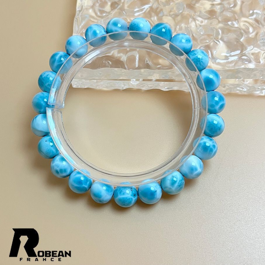 EU製 定価14万円 ROBEAN ドミニカ共和国産のラリマー ペクトライト パワーストーン ブレスレット 天然石 開運 金運 プレゼント 約8.2-8.3mm K0730147