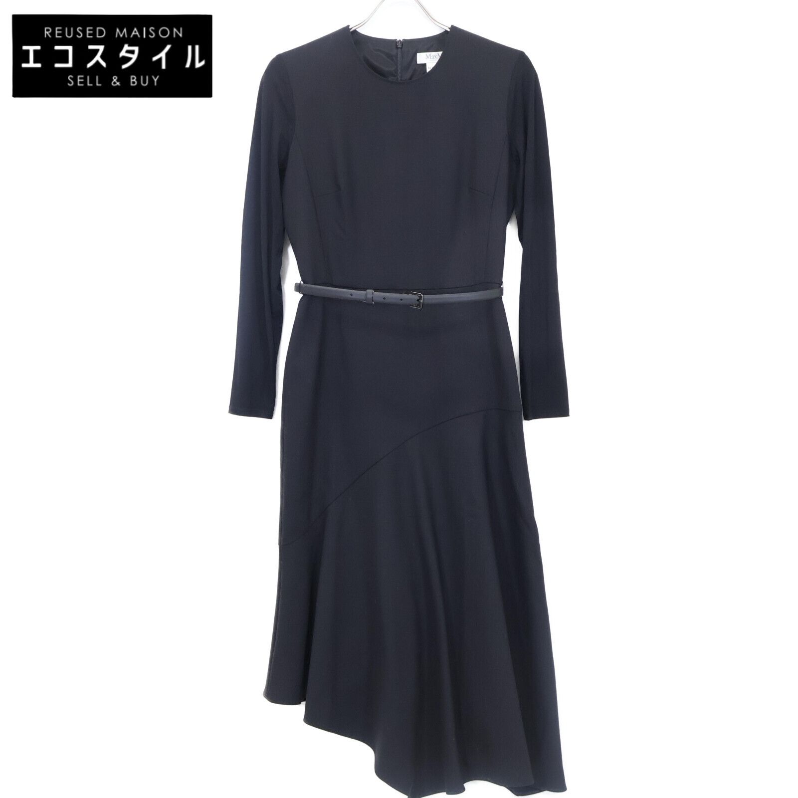 Max Mara マックスマーラ 1226110360 ﾌﾞﾗｯｸ ｱｼﾝﾒﾄﾘｰﾜﾝﾋﾟｰｽ 38