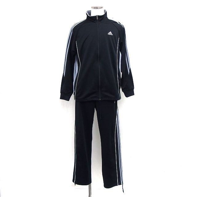 アディダス adidas Clima365 国内正規品 ジャージ 上下 セットアップ ジャケット アウター ラグランスリーブ スリーストライプス パンツ ストレート ドローストリング ロゴ XO 黒 ブラック /NT35