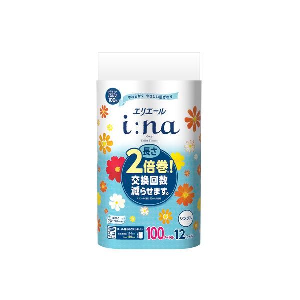 14営業日以内発送 同梱不可 お一人さま 大王製紙 4902011723953 エリエール イーナトイレットティッシュ シングル2倍巻12R×6入 723933 沖縄離島販売不可