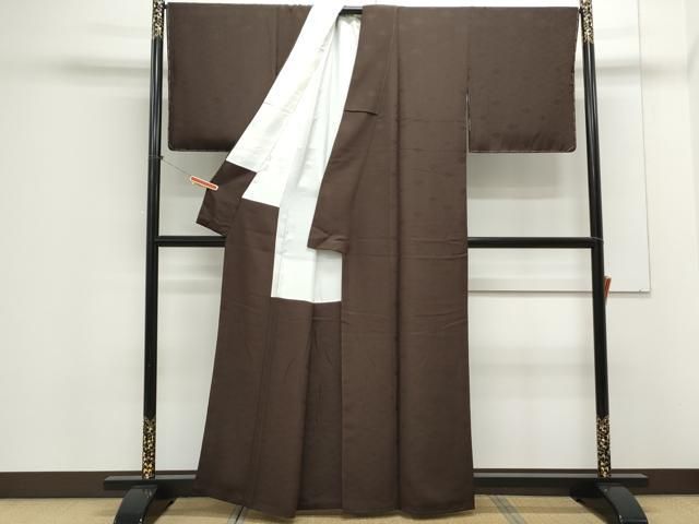 平和屋着物○上質な色無地 菱地紋 黒鳶色 正絹 逸品 未使用 CAAX3111th