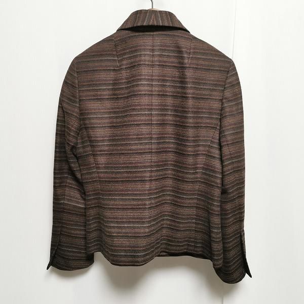 wnc アクリス AKRIS ジャケット ボーダー 40 茶系 黒 紫 グレー