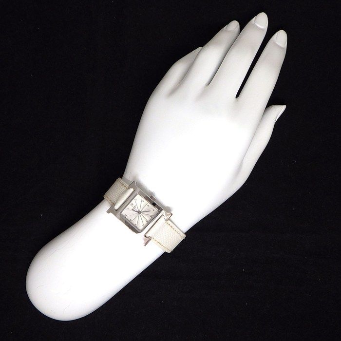 レディース 時計 ホワイト レザー エルメス エルメス クロアジュール