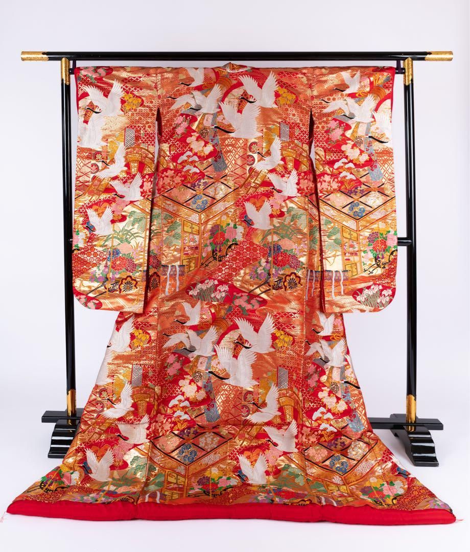 新品 正規品!!  花嫁色打掛け朱色/金刺繍鶴/松竹梅模様 小物