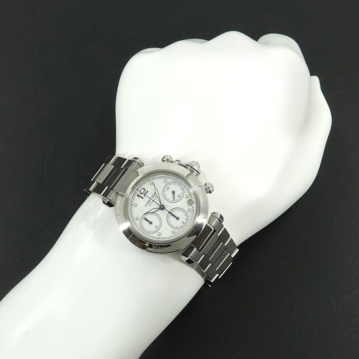 カルティエ Cartier パシャC クロノグラフ ボーイズ 腕時計 デイト ホワイト オートマ 自動巻き Pasha C