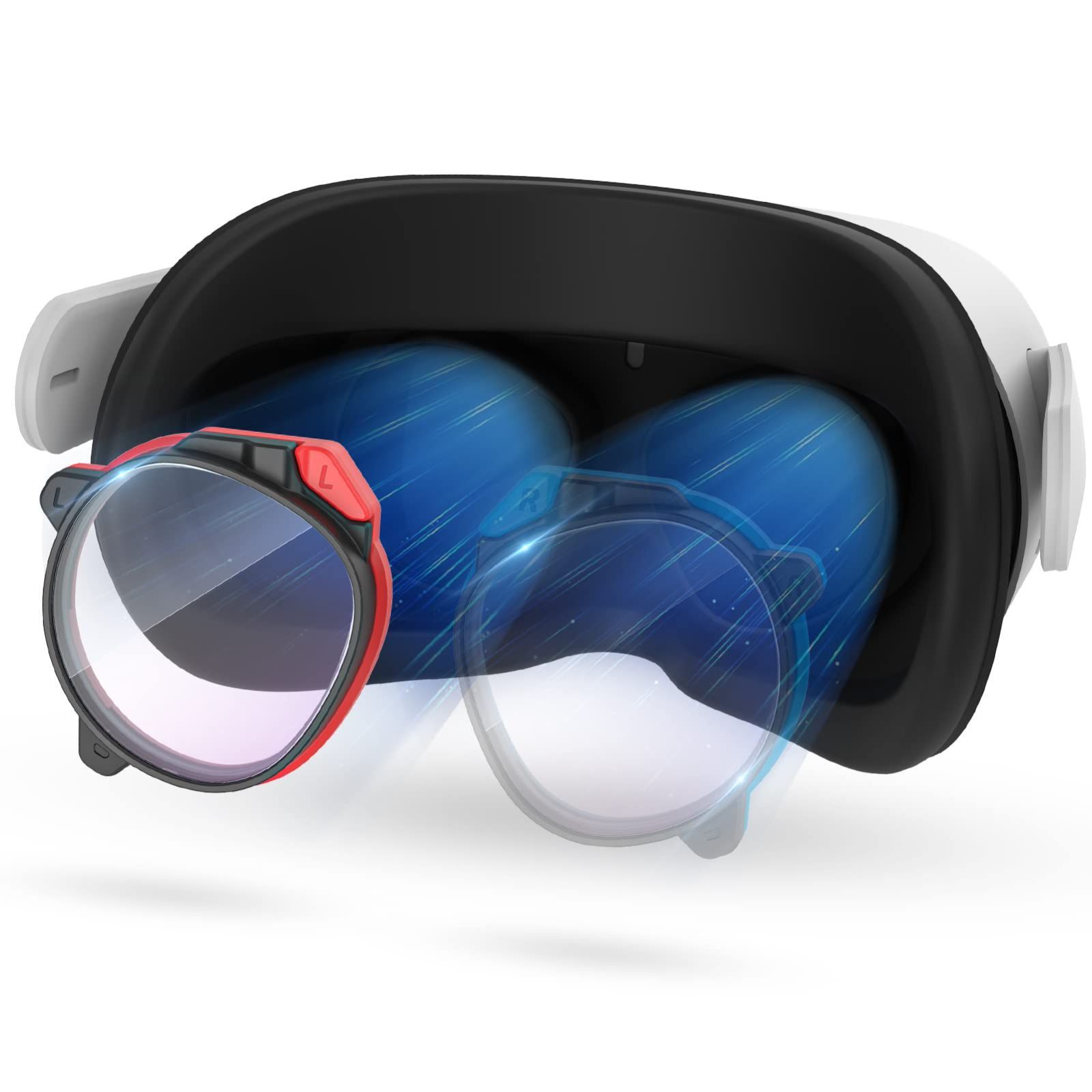 新品 ZYBER 度付きレンズ（左側の赤、-7.0）Oculus Quest 2用の度付きレンズ、Meta Quest 2に適用するレンズ度付き、軽量磁気ABSフレーム、オキュラスクエスト２専用のブルーライトブロッキングレンズ