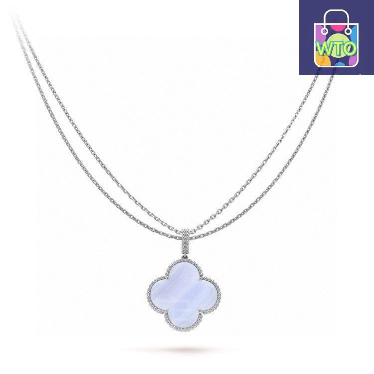 Van Cleef - Arpels 四つ葉のクローバー ラージ ロング チェーン パープル カルセドニー セーター チェーン ネックレス｜ ｜ -WTO輸入1