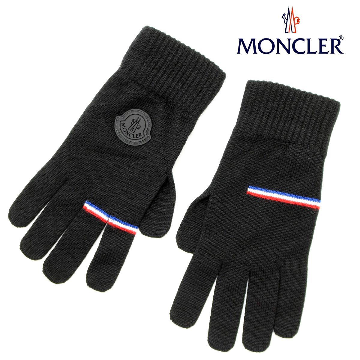 27 MONCLER 3A00001 ブラック ロゴワッペン 手袋 グローブ - メルカリ