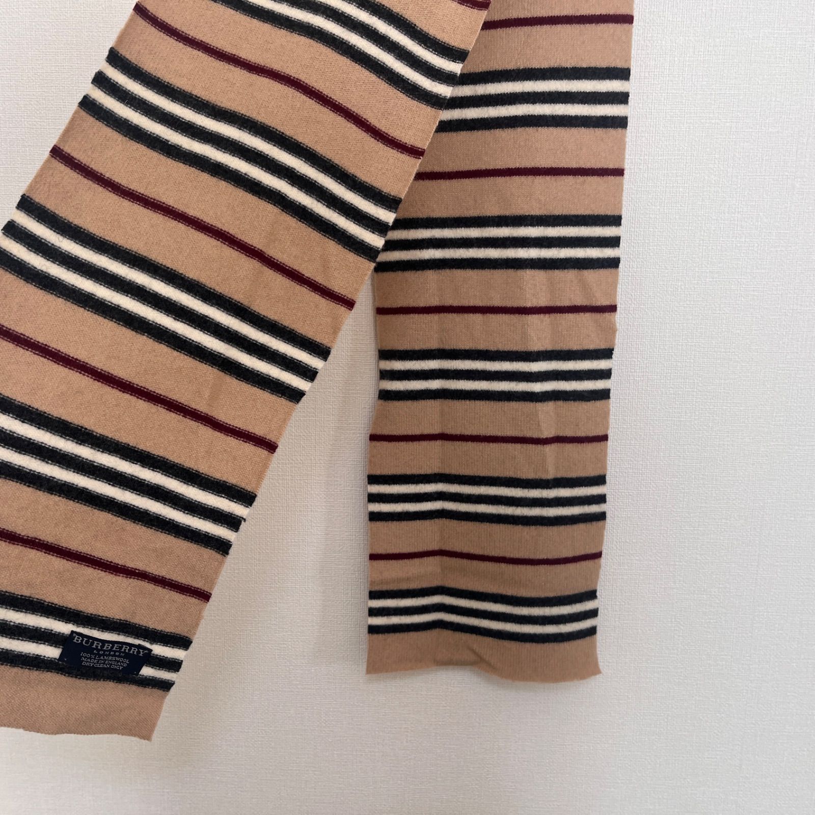 【大特価】BURBERRY  バーバリー　ボーダーマフラー　ウール　美品　最終価格　BIGセール　管理番号7