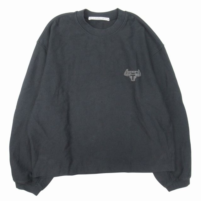 23aw アレキサンダーワン ALEXANDER WANG Beefy Graphic Sweatshirt ビーフィー グラフィック スウェットシャツ オーバーサイズ トレーナー カットソー XL 黒 6CC3231011|△B03|メンズ レディース