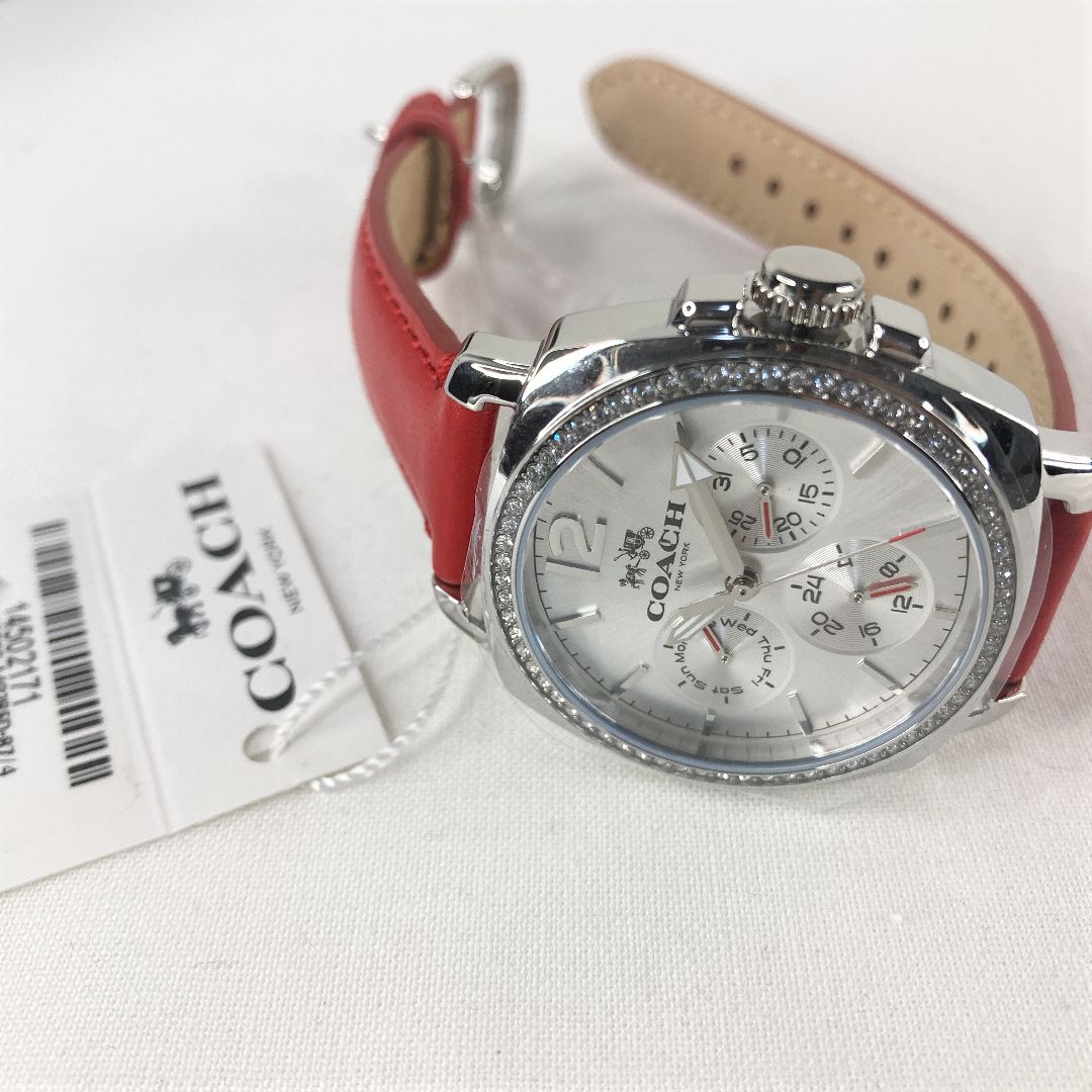 【新品未使用】COACH コーチ レディース腕時計 赤レザー 人気 235ドル