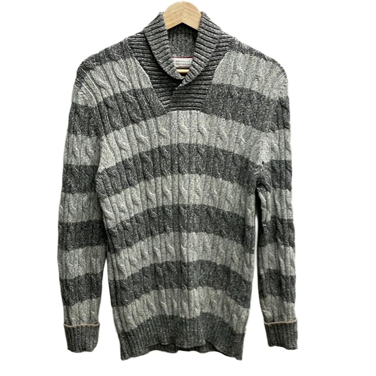 BRUNELLO CUCINELLI ブルネロクチネリ 長袖セーター サイズ48 M メンズ - グレー×ライトグレー