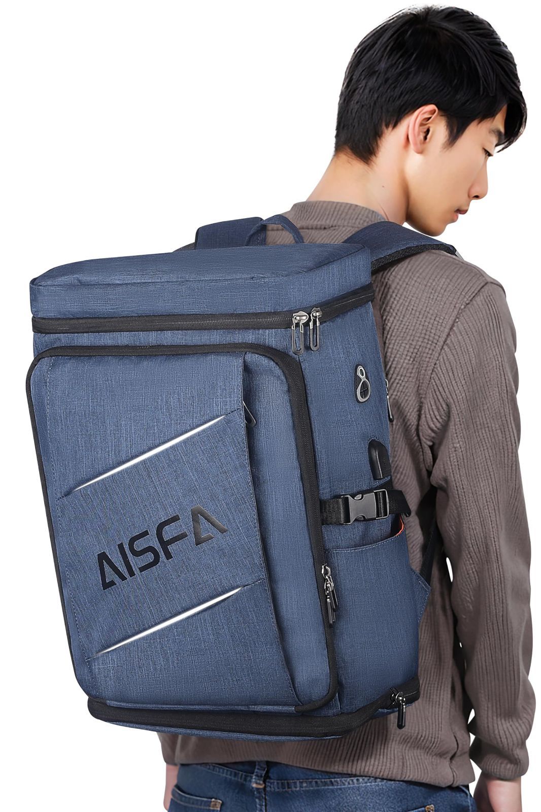 人気商品 メンズ リュックサック ビジネスリュック スクエア リュック バックパック 17インチ PC ビジネス 30L 大容量 USB充電ポート付き AISFA アウトドア 旅行 登山 通勤 通学 大学生 靴|弁当収納