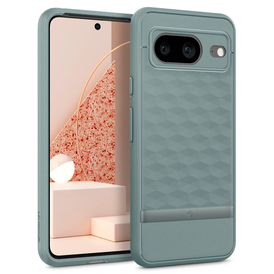 【在庫処分】8 Pixel Google Google 用 用 落下防止 カバー 米軍MIL規格 【3D立体パターン】 ケース パララックス（セージグリーン） Pixel8 Caseology
