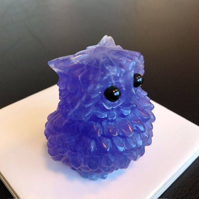 縁起物】フローライトふくろう置物 購入 縁起物】☆フローライト