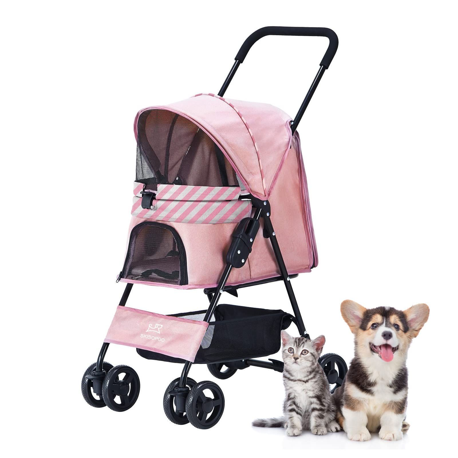SKISOPGO 4輪ペットカート 分離型 ワンタッチ 折りたたみ 犬用カート