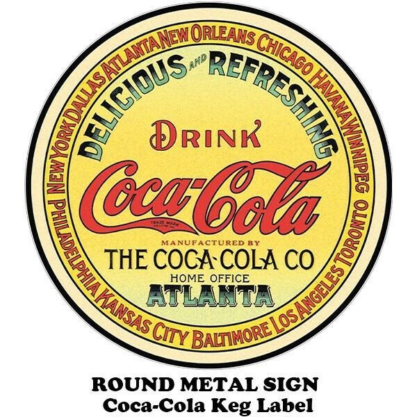 ラウンド メタルサイン COCA COLA KEG LABEL アメリカン雑貨 - メルカリ
