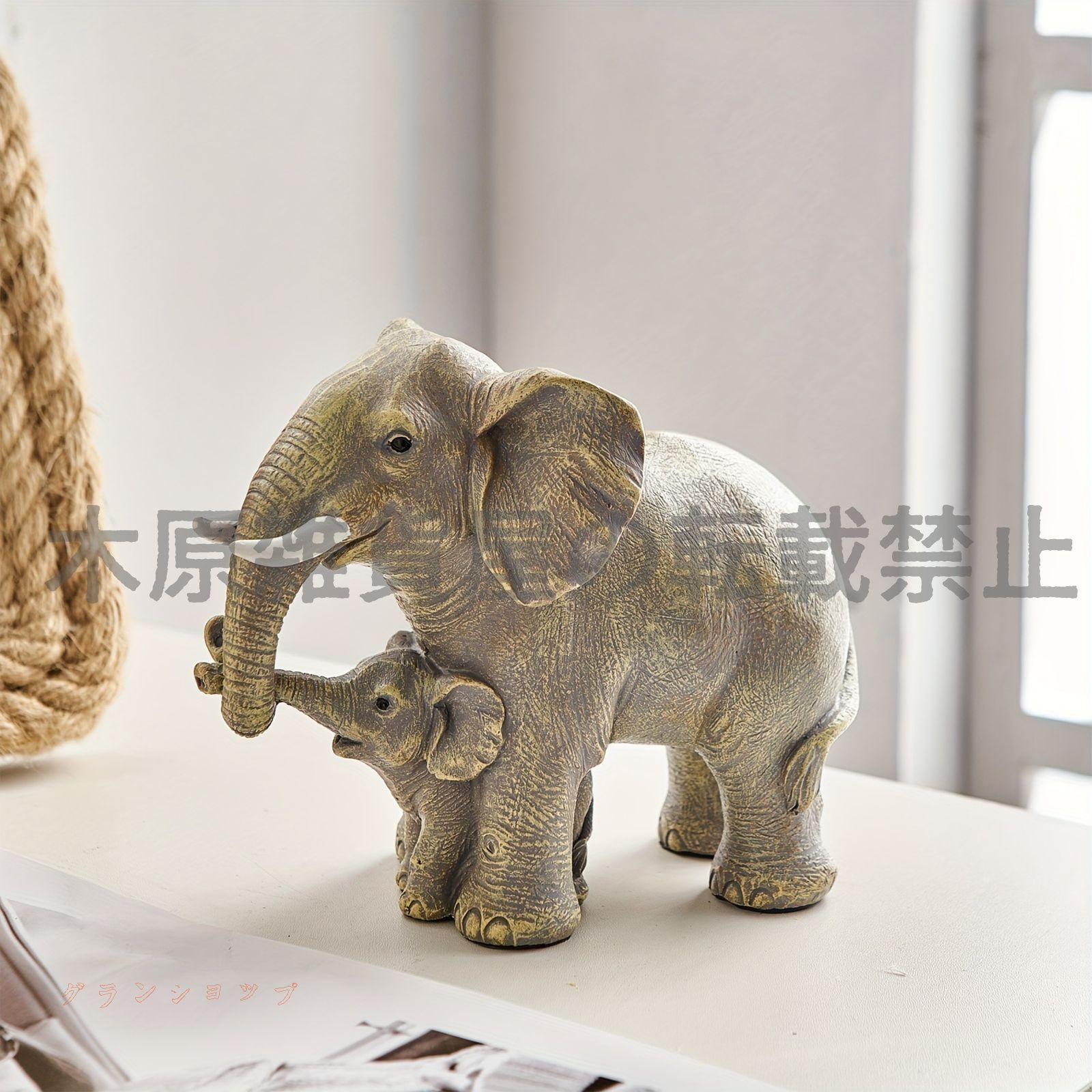 親子ゾウ　オブジェ　象　子連れ象 楽天市場】ぶら下がり親子象 3体セット 置物 オブジェ