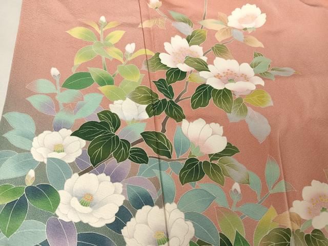 平和屋着物○十日町友禅 女流作家 遠田藤舟 訪問着 枝花文 暈し染め