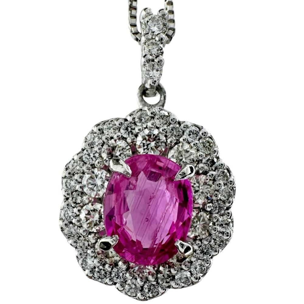 ピンクサファイア 1.056ct ダイヤモンド 0.44ct ネックレス Pt900 