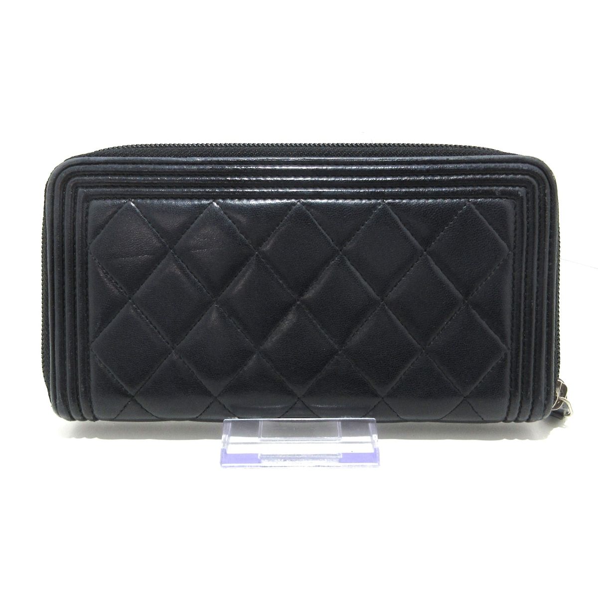 CHANEL(シャネル) 長財布 ボーイシャネル/マトラッセ 黒 シルバー金具 ...