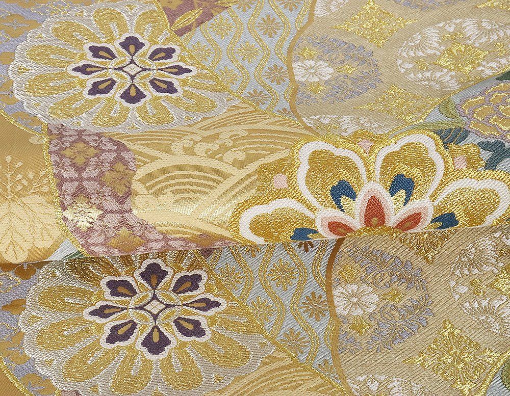 美品】色金箔加工 唐草文様 袋帯 正絹