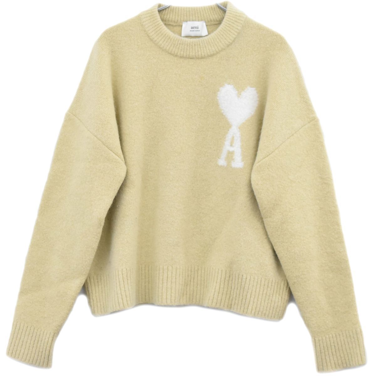 本物 アミ パリス AMI Paris ハートロゴ ニット セーター 長袖 トップス ウール アルパカ ナイロン ベージュ ユニセックス 衣類 洋服 中古 本物 アミ パリス AMI Paris ハートロゴ ニット セーター 長袖