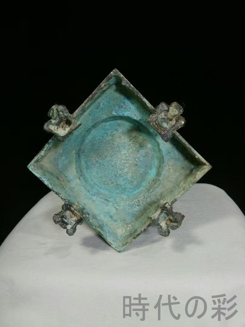 中国古美術 商周青銅天円地方四龍樽 礼器 酒器 龍紋 高浮彫 帝王器物