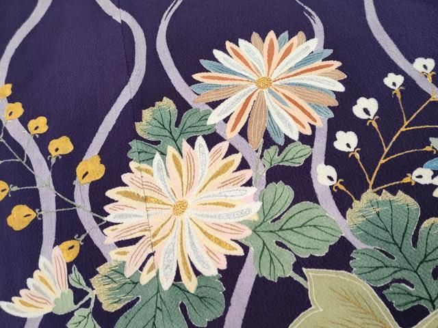 平和屋本店□極上 アンティーク 大正ロマン 中国三大刺繍 相良刺繍