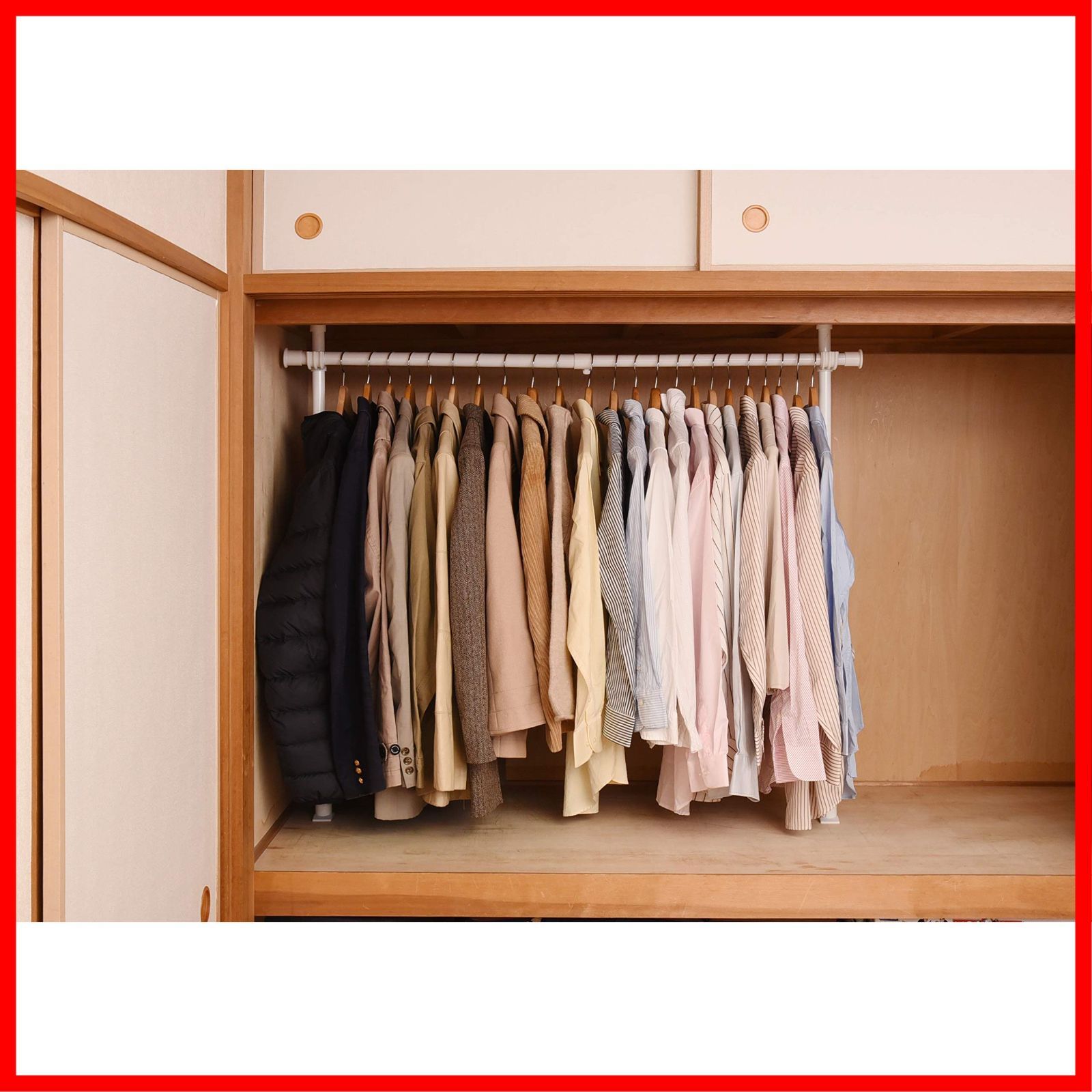 特売】山善 突っ張り ハンガーラック 幅73-120×奥行9×高さ80