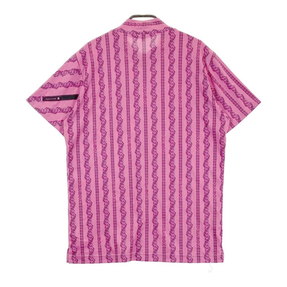 サイズ：3 DANCE WITH DRAGON ダンスウィズドラゴン  半袖ハイネックTシャツ 総柄 ピンク系 [240101465326] ゴルフウェア メンズ ストスト サイズ：3 DANCE WITH DRAGON ダンスウィズドラゴン 半袖