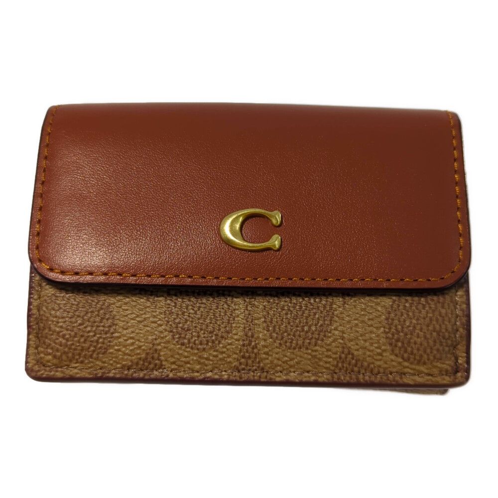 COACH コーチ シグネチャー ミニトライフォールドウォレット 3つ折り財布|CM438|ブラウン|プレゼント|記念日 ♀ A レディース 557604
