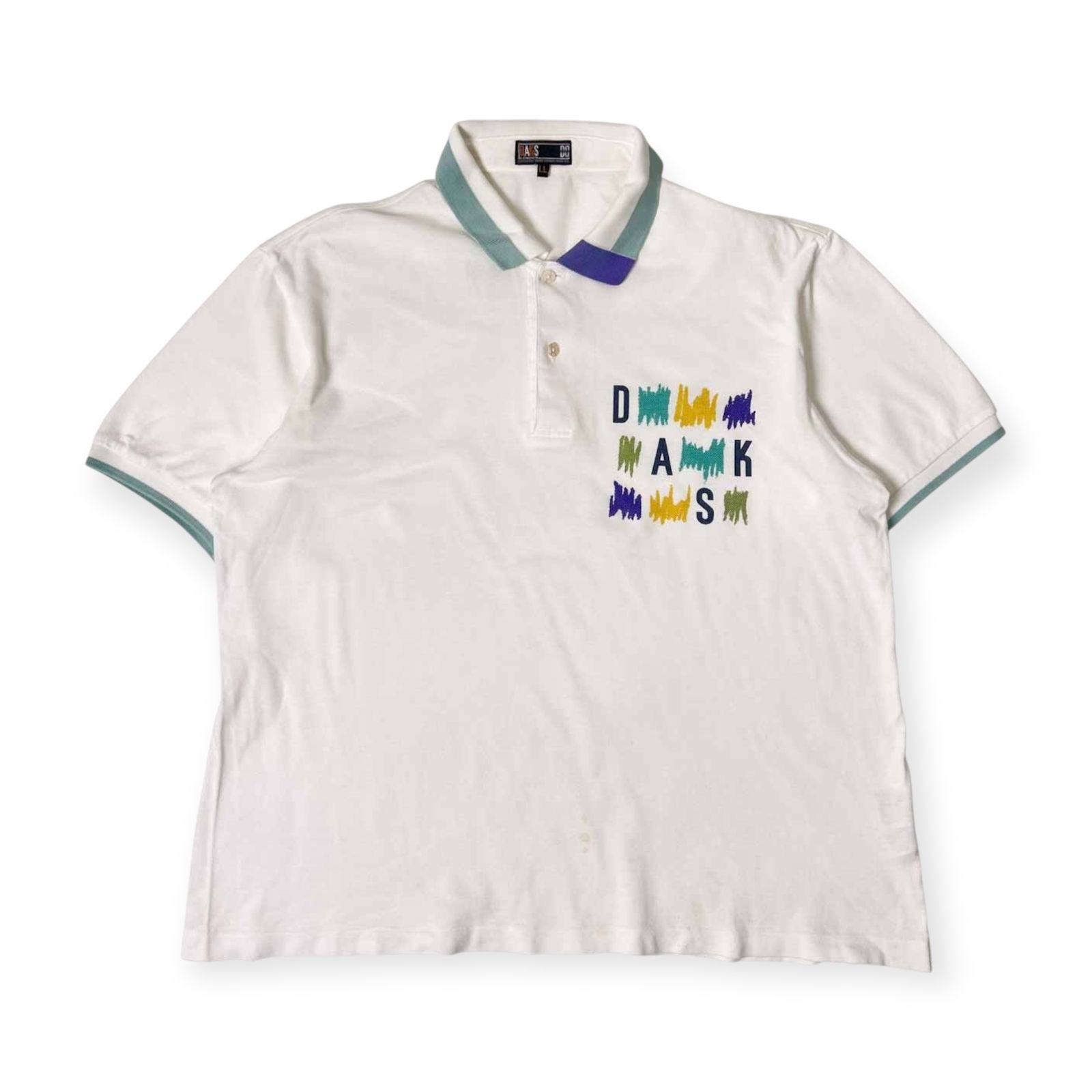 【新品タグ付き】DAKS ダックス 半袖　ポロシャツ　 ロゴ刺繍  S DAKS ダックス デザイン 半袖 ポロシャツ LL/ホワイト系 メンズ
