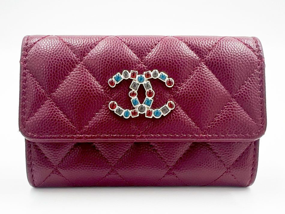 CHANEL シャネル キャビアスキン マトラッセ カードケース グレ