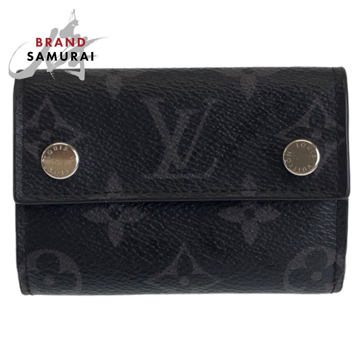 美品 LOUIS VUITTON ルイヴィトン モノグラム エクリプス ディスカバリー ブラック シルバー金具 PVC 折財布 コンパクトウォレット 407995【中古】
