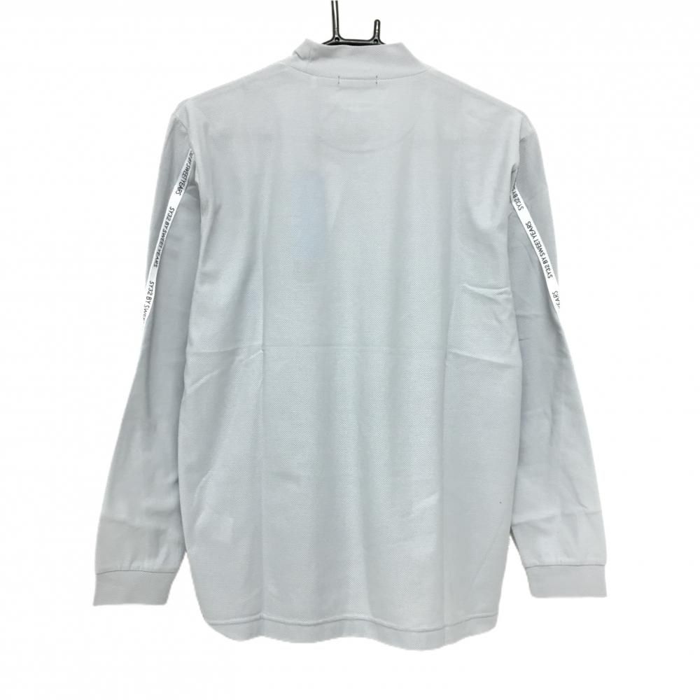 新品】SY32 長袖ハイネックシャツ ライトグレー×黒 袖ロゴライン 胸