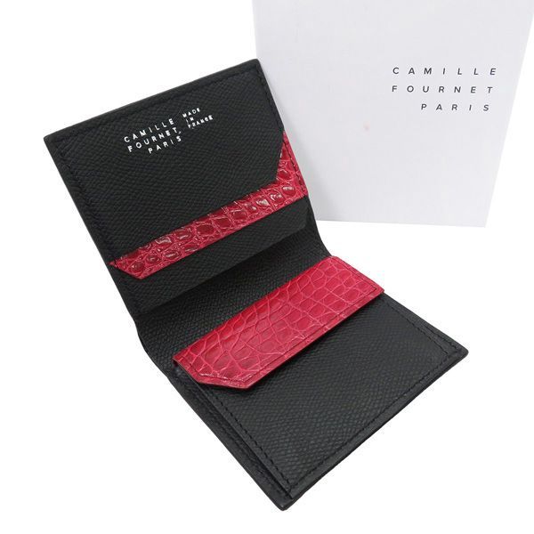 美品】カミーユフォルネ VERSO アリゲーター コンパクトウォレット 極