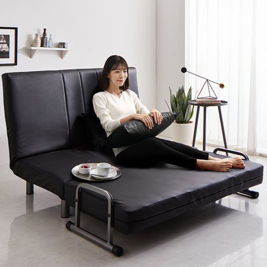 ♪3WAY ハイバック セミダブル カウチソファ ブラック レザータイプ 幅 120cm ソファ ベッド カウチ ソファベッド セミダブル おしゃれ 人気 一人暮らし 二人暮らし 来客用ベッド